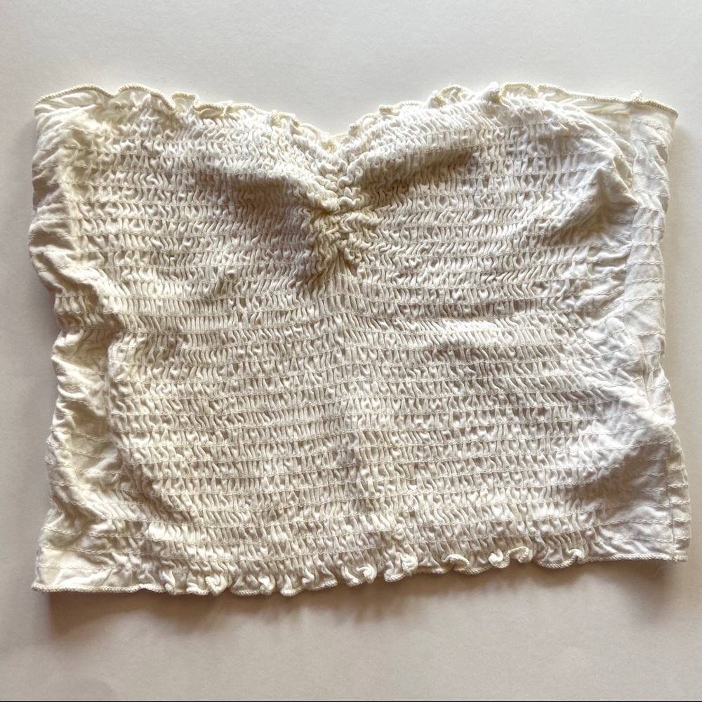 Urban Outfitters Smocked Ruffled White Tube Top